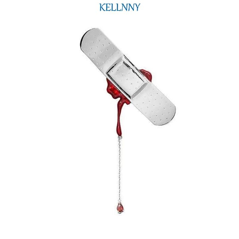 Kellnny จําลอง Band-Aid พู่โลหะเข็มกลัด Studded Diamonds Badge Pin สําหรับกระเป๋าเป้สะพายหลัง