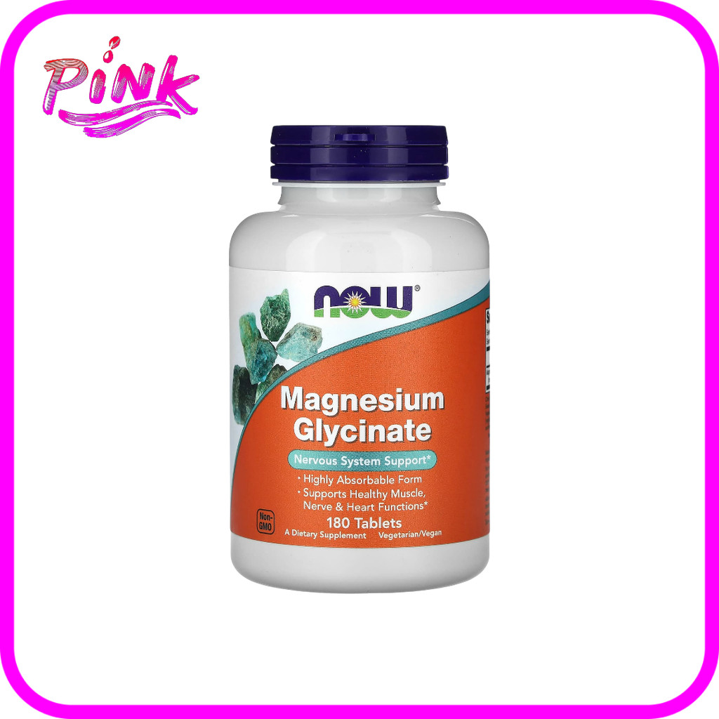 NOW Foods, Magnesium Glycinate, 180 Tablets (100 mg per Tablet)   แมกนีเซียมไกลซิเนต บรรจุ 180 เม็ด (เม็ดละ 100 มก.)