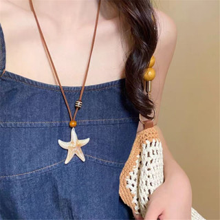 Retro Maillard ปลาดาวรูปร่างสร้อยคอยาวสำหรับสาว Halter คออุป…