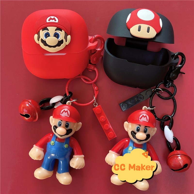 For SoundPeats Air5 Pro Case Silicone one-piece soft case SoundPeats Air5 Pro Shockproof Shell Protective Sleeve Cartoon Mario Silicone Finger Ring Pendant Cute Keychain