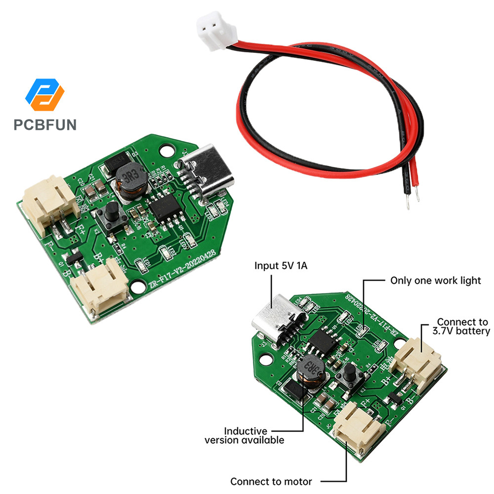 Pcbfun 1/3/5pcs 9V Boost สามความเร็ว Stepless ควบคุมความเร็วชาร์จพัดลมมือถือบอร์ดควบคุม Type-C