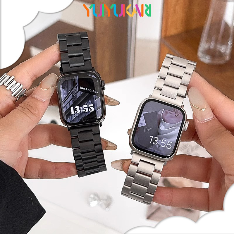 สายรัดโลหะสแตนเลสสำหรับ for Apple Watch Iwatch Ultra 4 3 2 Series 12 11 10 9 8 7 6 5 SE 4 3 49 46 45 44 42 41 40 38 มม