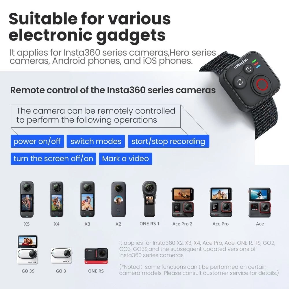 BREWZY รีโมทคอนโทรลบลูทูธสำหรับ Insta360 X5/X4/AcePro 2 thumbnail 4