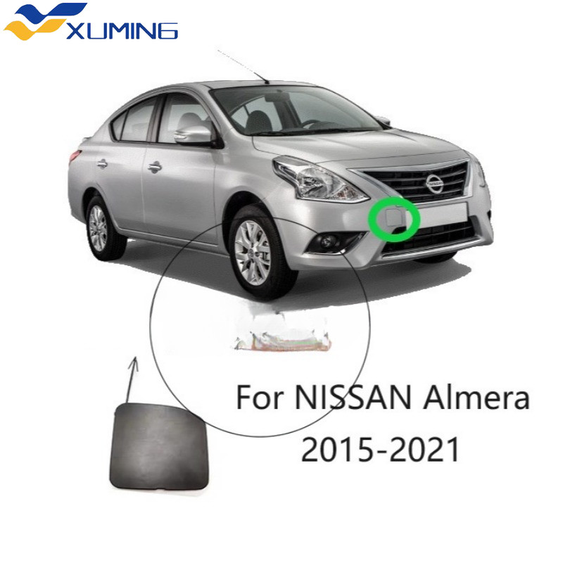 XM กันชนหน้าลากจูง hood สําหรับ NISSAN almera 2016 2017 2018 2019 2020 2021 ฝาครอบกันชนหน้าฝาครอบรูด้านหน้าฝาครอบลากจูงฐานตะขอ
