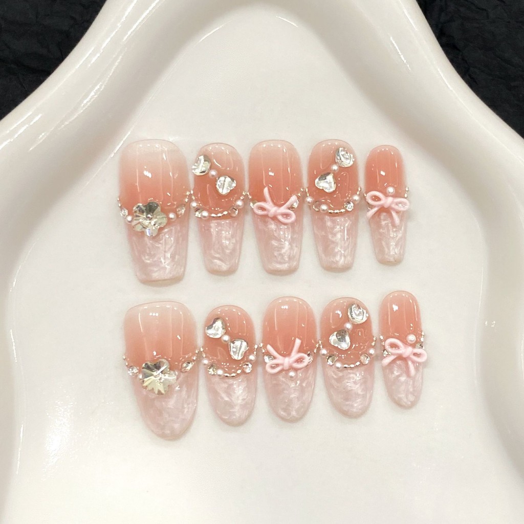 5in1 Toolkit + HADMADEPress on Nails French Thread กาวเพชรผีเสื้อ Phototherapy เล็บปลอมเล็บเทียมนํากลับมาใช้ใหม่ได้