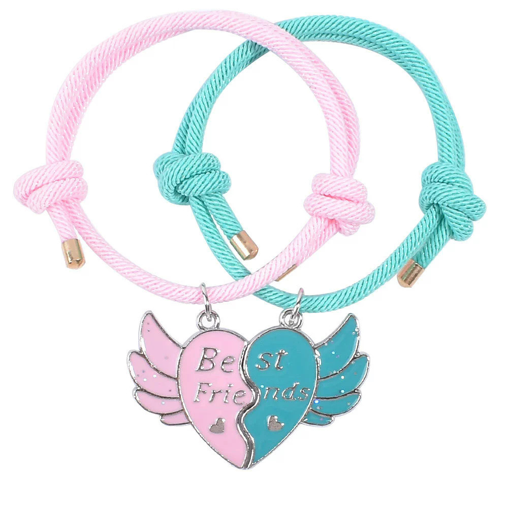 สร้อยข้อมือแม่เหล็ก LOVE WING ชุด 2 ชิ้น แฟชั่น BEST FRIENDS มิตรภาพ handmade weaved สําหรับเพื่อน 2025
