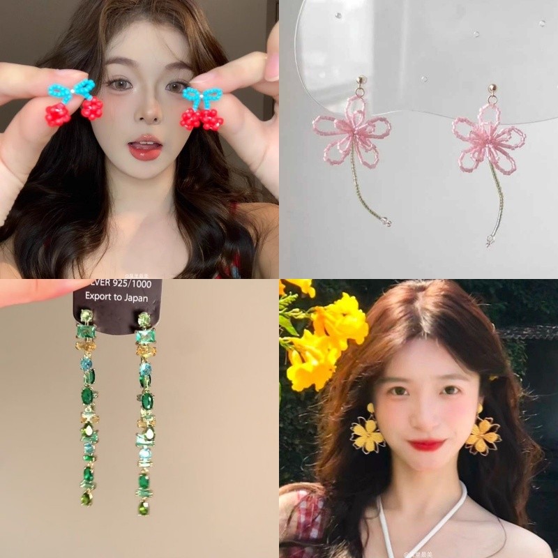 ต่างหูลูกปัดเชอร์รี่อารมณ์หวาน คู่เดียวสำหรับฤดูร้อน ด้วยดопามีน