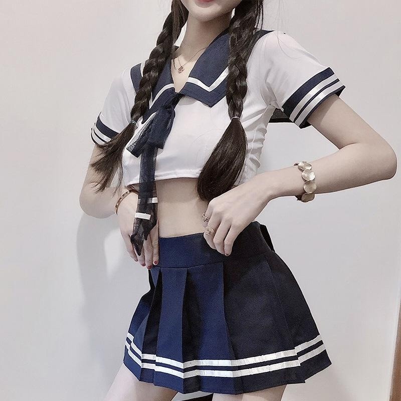 ชุดคอสเพลย์นักเรียนญี่ปุ่น เป็นเสื้อครอปกระโปนงสั้น ยาว14-16นิ้ว