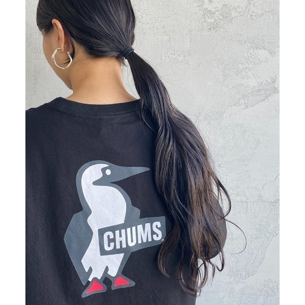 Chums กลับพิมพ์แขนสั้นหลวมสบายๆ Commuting Daily คู่ผ้าฝ้ายเสื้อยืด