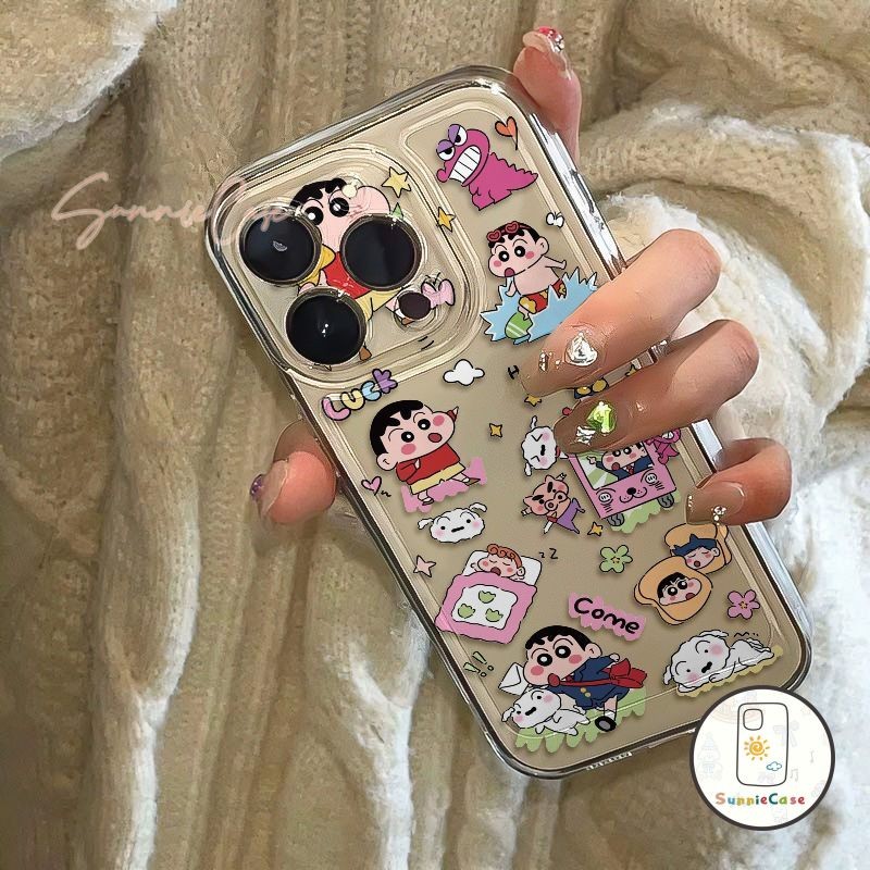 Kitty น่ารัก เคสไอโฟน เคส ชินจัง สำหรับ IPhone 15 16 11 12 14 13 Pro Max 7Plus 8Plus XR XS X Max 15 7 8 Plus SE เคส
