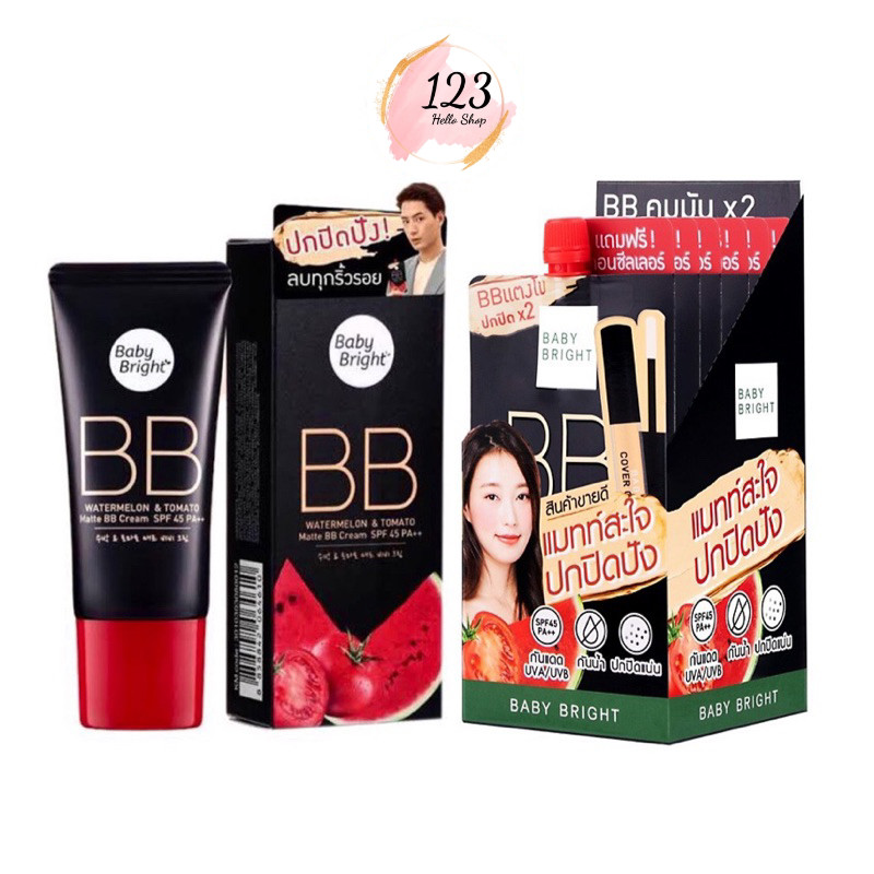 บีบี ครีมแตงโม เบบี้ ไบร์ท Baby Bright Watermelon & Tomato BB Cream แบบ หลอด 30g และ ซอง