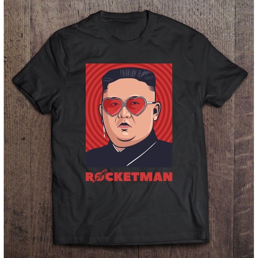 เสื้อยืดผู้ชาย Kim Jong Un Rocketman North Korea Art มังงะ พิมพ์เองได้ตามต้องการ