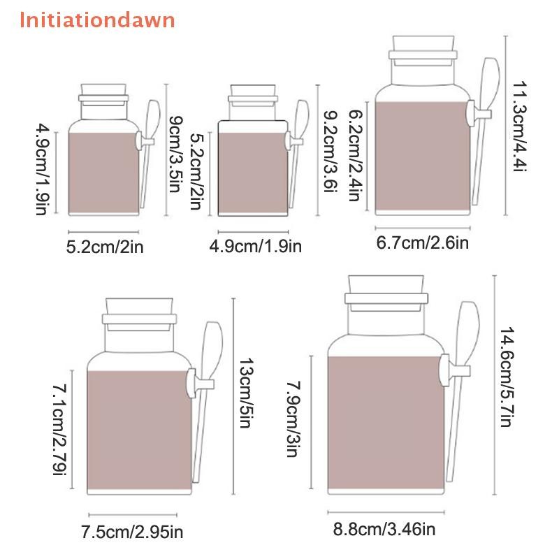 [Initiationdawn] 100-300g รีฟิล Frosted Seal Jar พร้อมช้อนไม้เกลืออาบน้ํา ABS ขวด Soft Cork Storage Stopper คอนเทนเนอร์เดินทางที่ว่างเปล่า