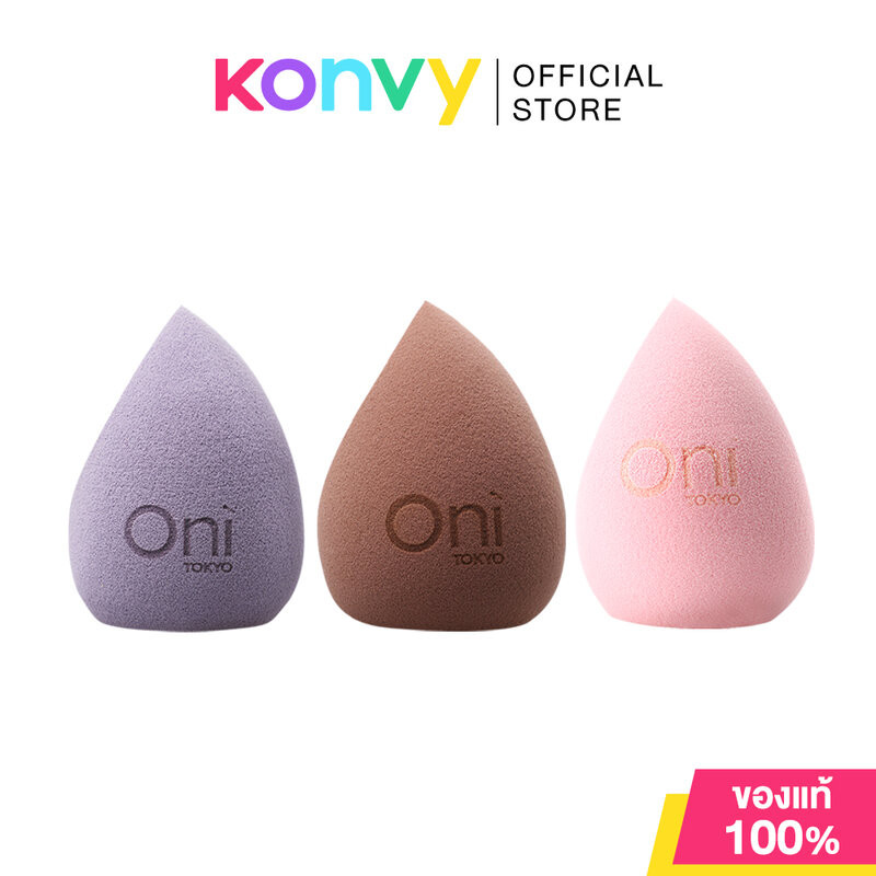 Oni Two-Sided Beveled Soft Sponge โอนิ พัฟฟองน้ำสำหรับแต่งหน้า (Lavender Purple/Choco Brown/Sakura Pink)