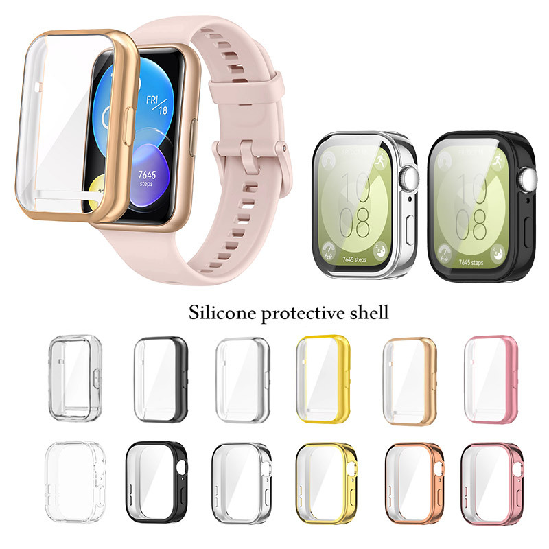 เคสป้องกันหน้าจอสําหรับ Huawei Watch Fit 3 / Fit 2 / Fit ใหม่ / Fit se / Fit รุ่นพิเศษ TPU Protector Cover ชุบเปลือก