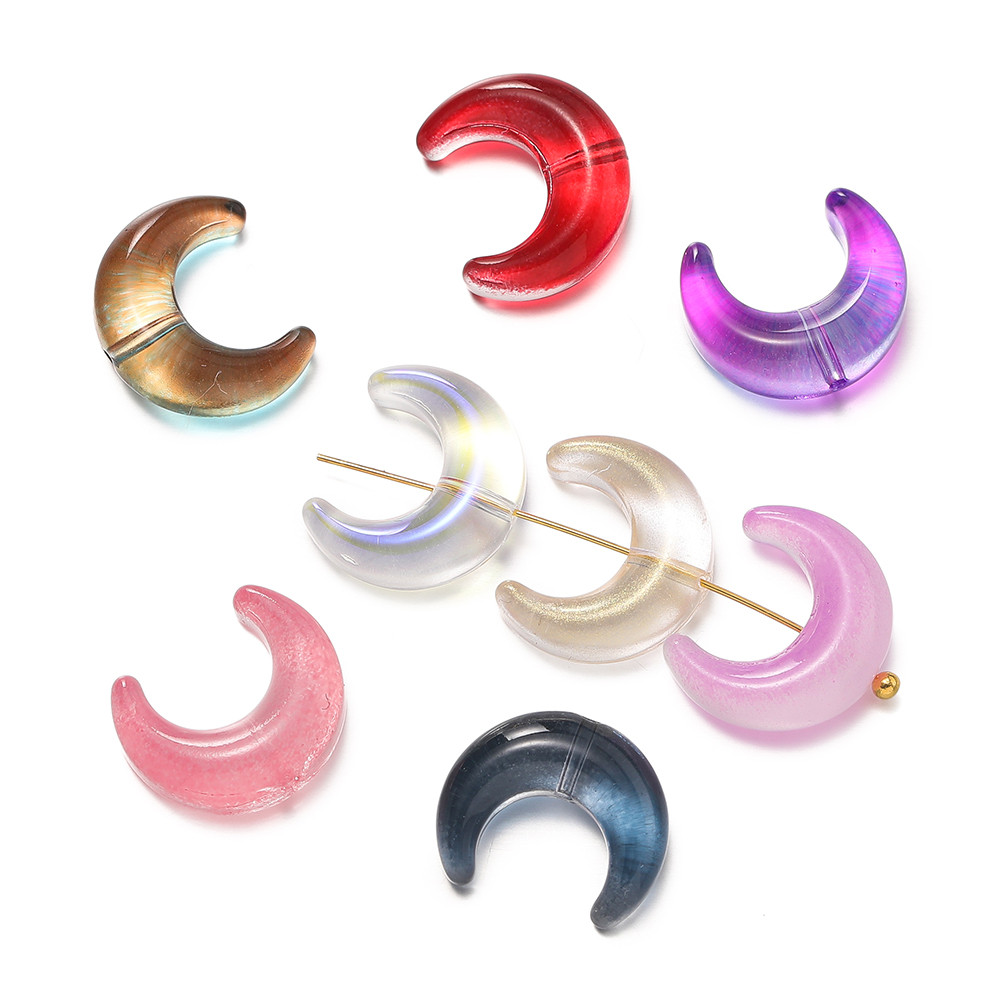 St.kunkka 10ชิ้น13 * 15mm ลูกปัดแก้วดวงจันทร์ลูกปัด ตัวเว้นวรรค ลูกปัดแนวนอนหลุมสามารถใช้ สําหรับทําเองสร้อยคอสร้อยข้อมือทํา