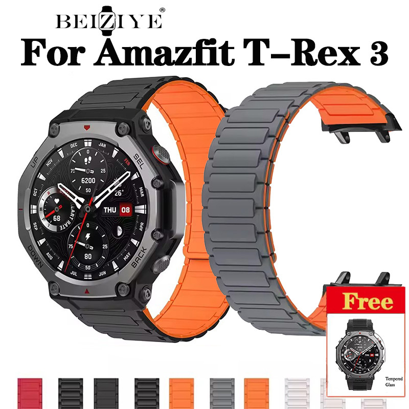 Magnetic Band สําหรับ Huami Amazfit T-REX 3 สมาร์ทนาฬิกา Ultimate ซิลิโคนนุ่มสายคล้องสําหรับ Amazfit T-REX 3 สายรัดข้อมือ Accessorie