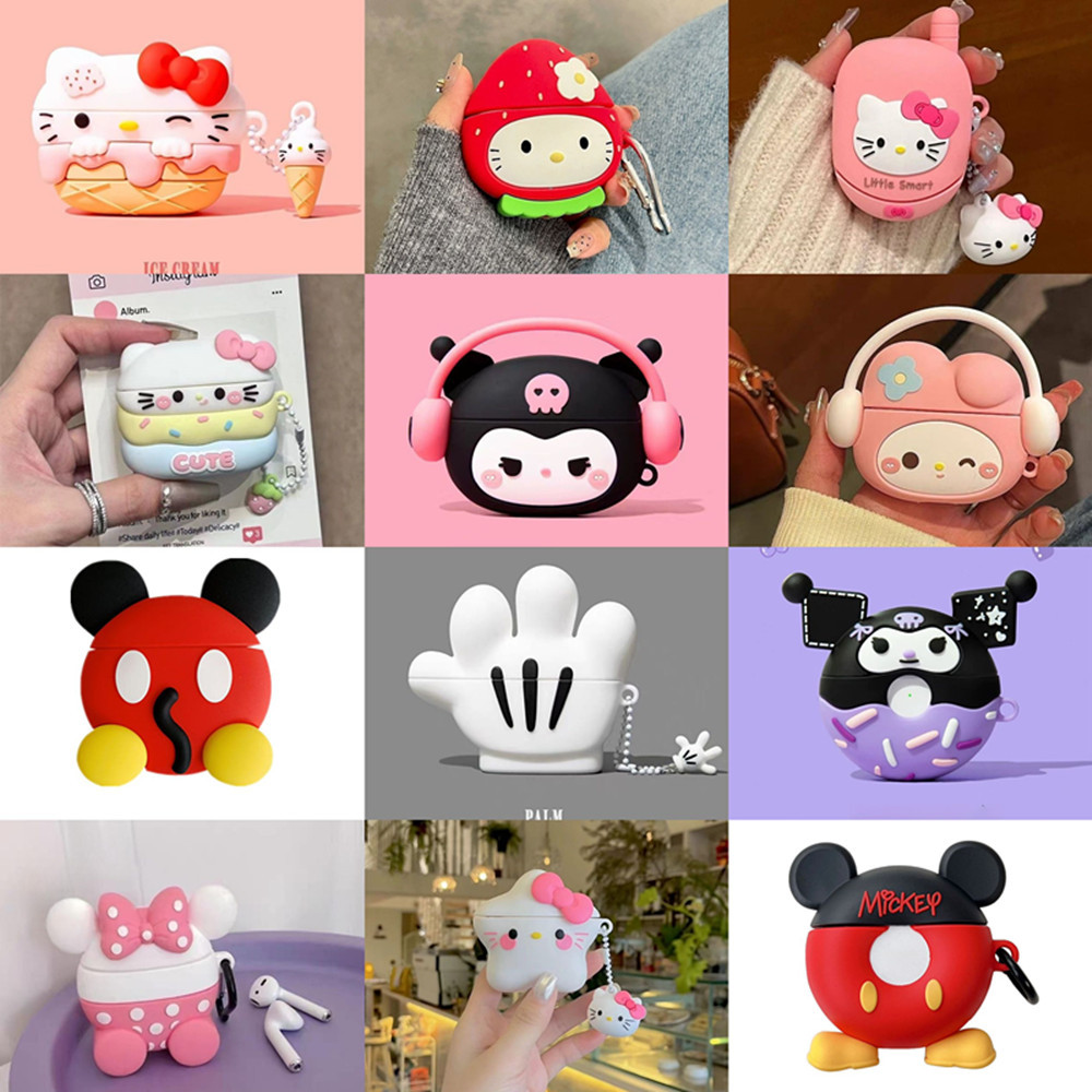 เคสหูฟังการ์ตูนน่ารักเข้ากันได้สําหรับ แอร์พอด 4 (2024) หูฟังบลูทู ธ กล่องชาร์จป้องกันหูฟังปก