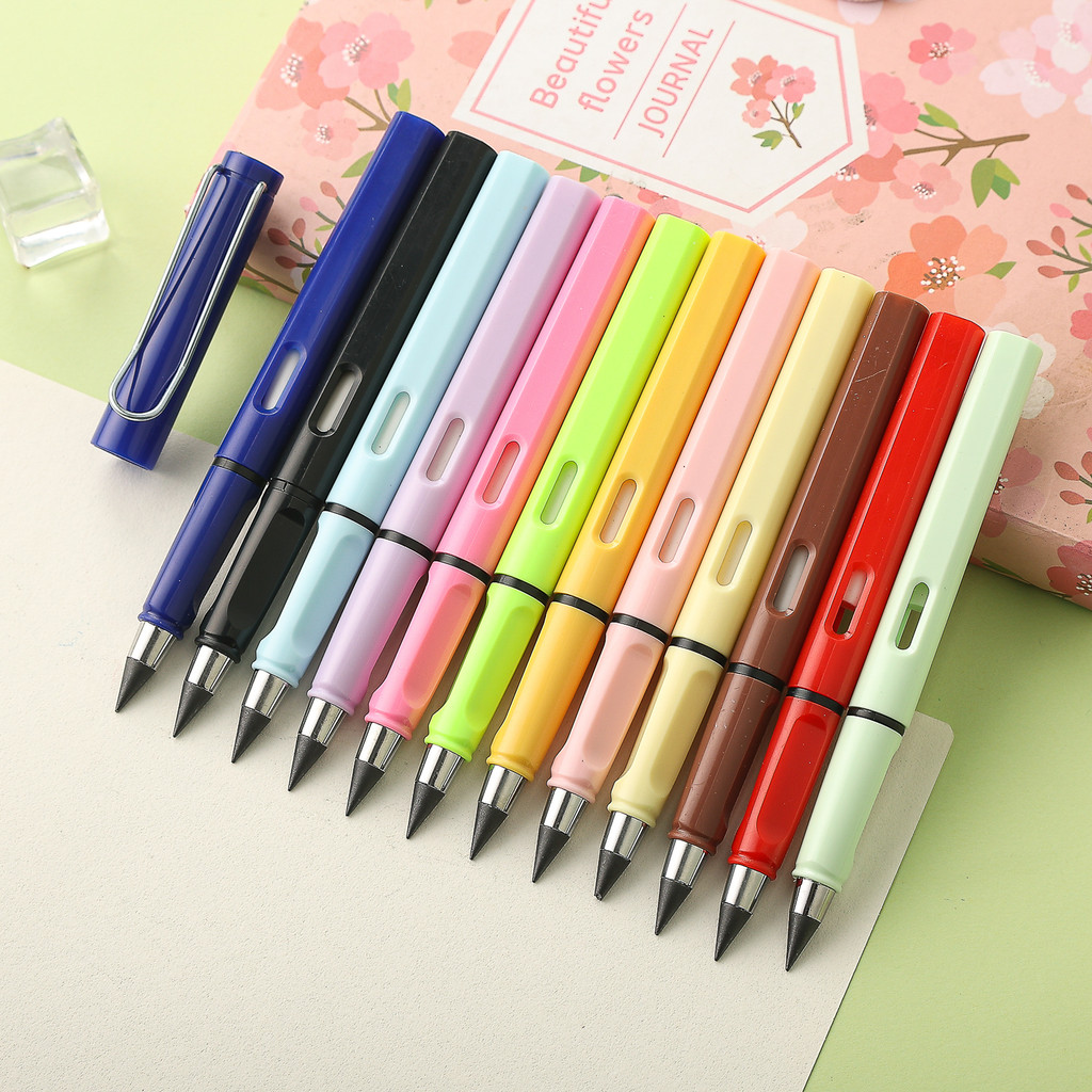 Ossayi 12 ชิ้น Crayola ชุดดินสอนิรันดร์สีและสีดําเขียนไม่จํากัดดินสอไร้หมึกสําหรับโรงเรียนสํานักงานวาดอุปกรณ์การเขียน