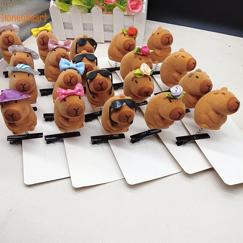 <Honeyheart> 1 ชิ้นการ์ตูนเด็ก 3D Capibala กิ๊บติดผมตุ๊กตา Hairpin DIY โบว์แว่นตากันแดด Rose หมวกออกแบบ Capybara Duckbill คลิปอุปกรณ์เสริม Nice