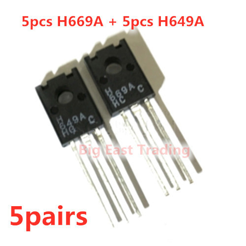 10 ชิ้น (5 ชิ้น H669A + 5 ชิ้น H649A) TO-126F D669A B649A TO126 ทรานซิสเตอร์