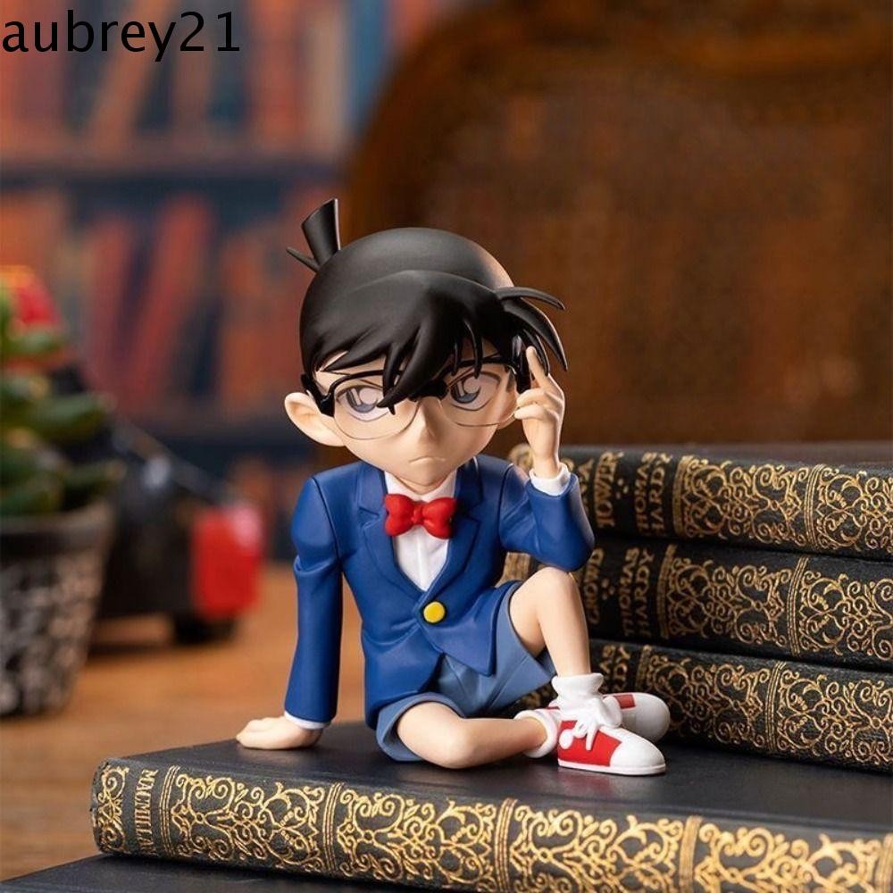 Aubrey1 โมเดลนักสืบโคนัน, ตุ๊กตาพีวีซีการ์ตูน Conan Edogawa ตัวเลข, ญี่ปุ่น 8 ซม.อะนิเมะตําแหน่งนั่ง Conan ตัวเลขการกระทําตกแต่งโต๊ะ