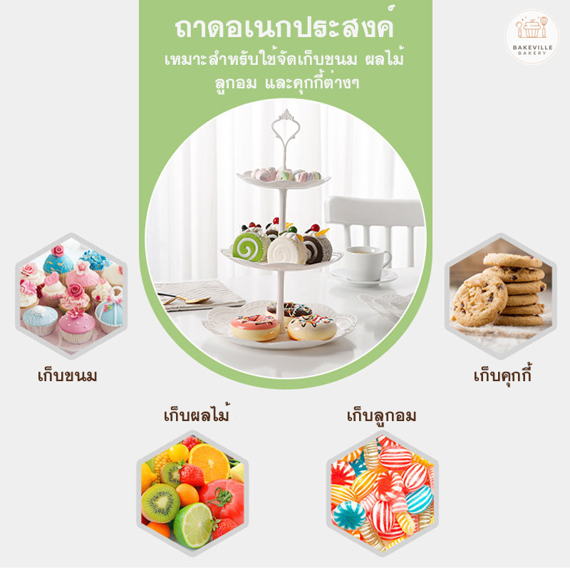 BAKEVille ชั้นวางคัพเค้ก ถาดวางขนม มี3แบบ 3ชั้น ชั้นโชว์เบเกอร์รี่ เค้กสแตนด์ ชั้นวางเค้ก คัพเค้ก Afternoon Tea Shelf ราคา ถูกที่สุด ดีลบีเคเค แกลเลอรีภาพที่ 2