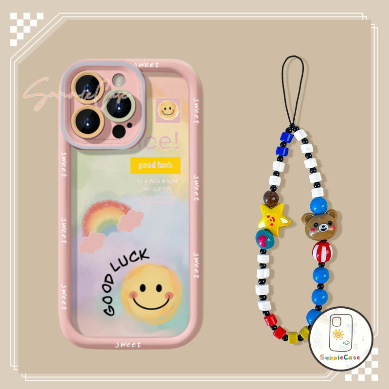 โชค ใบหน้าที่ยิ้มแย้ม รุ้ง เคสไอโฟน 13 สำหรับ IPhone 13 16 15 12 11 14 Pro Max 7 8 6S 14 6 7Plus Plus XR X XS Max S เคส