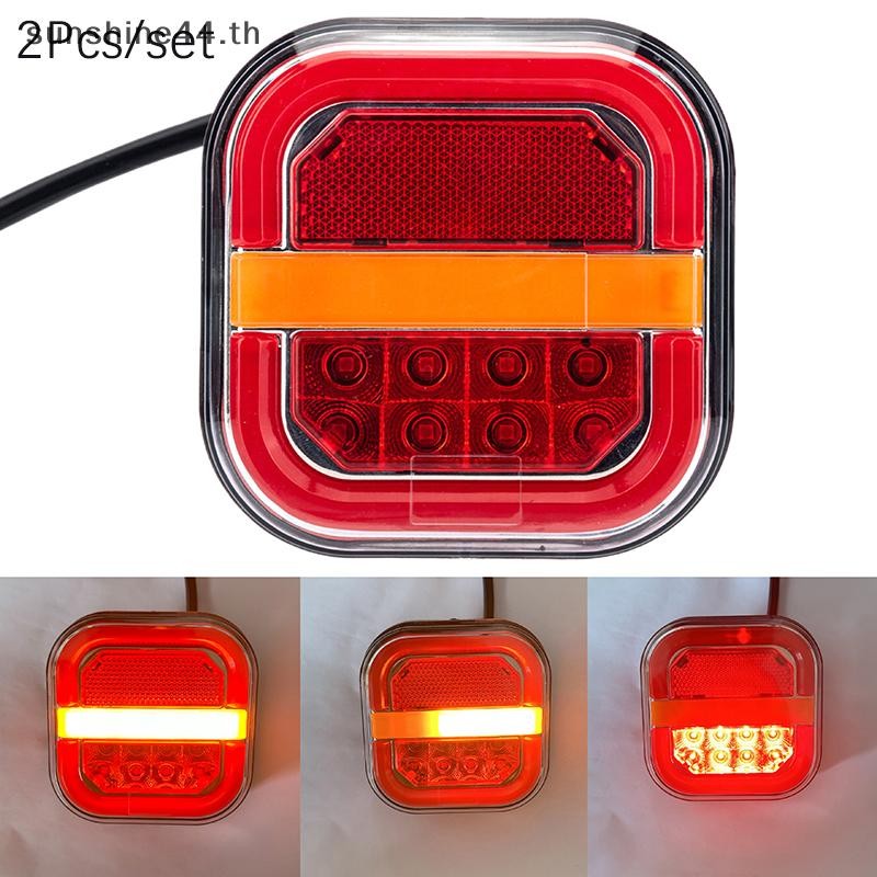 Foursun 2 ชิ้น 4 นิ้วไฟท้าย LED ซ้ายขวาด้านหลังเบรคโคมไฟ Lissen แผ่นไฟท้าย 12 โวลต์ 24 โวลต์สัญญาณสําหรับ TrailerVan รถบัส 4x4 รถกระบะ TH
