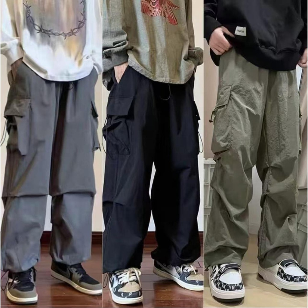 สินค้าไทย   กางเกงคาร์โก้ผู้ชาย ทรงหลวม ทรงตรง แฟชั่นสําหรับผู้ชาย สไตล์เกาหลี กางเกงทรงลุง
