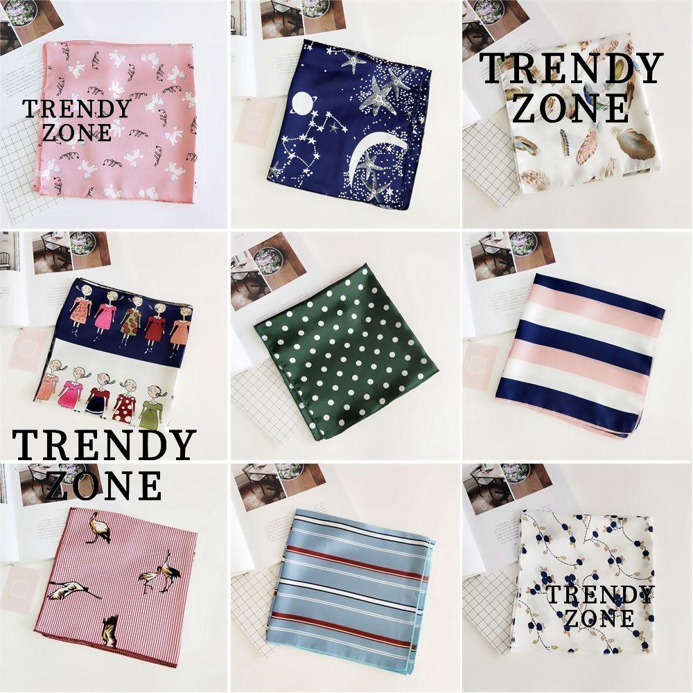 Trendyzone ผ้าพันคอทรงสี่เหลี่ยมขนาดเล็กวินเทจฤดูร้อนคอศีรษะหรูหรา