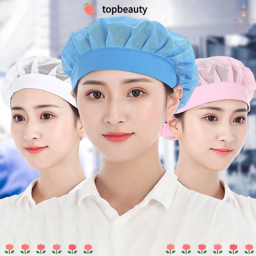 Topbeauty หมวกเชฟ, ที่คาดผมงานให้บริการอาหาร หมวกแม่ครัว, เน็ตติดผมเก๋ๆ ทําอาหาร หมวกอนามัย โรงแรม
