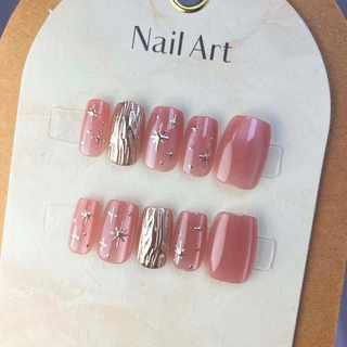 398-43210PCS รูปอัลมอนด์เล็บปลอมชุดต่อเล็บกดบนเล็บ Cat Eye