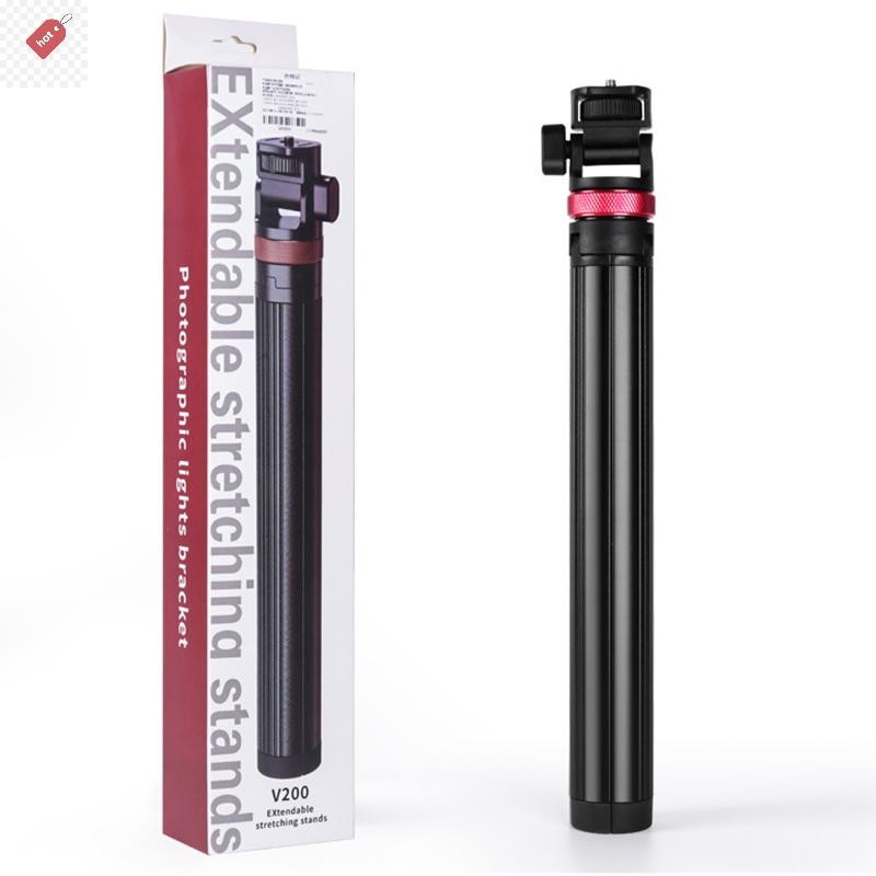 ALIK V-200 ขาตั้งขาตั้งกล้องสําหรับโทรศัพท์คลิปกล้องมือถือ COB Light แบบพกพาอลูมิเนียม 2M ขาตั้ง TH