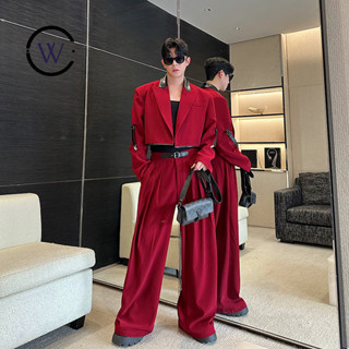 ชุดลำลองสี.dark ดีไซน์เนอร์ตัดเย็บContrast สีหนังสั้น 2538PG…