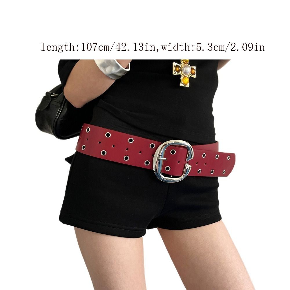 เข็มขัดกว้างสำหรับผู้หญิง แบบวินเทจ หนังคุณภาพดี หัวเข็มขัดโลหะ สไตล์พังค์ เหมาะกับกางเกงยีนส์ - รูปที่ 2