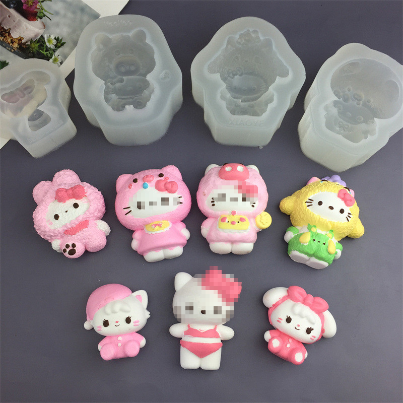 ทําเอง การ์ตูนกุทัณฑ์ชุดนอนลูกแมวหมูน่ารักสุนัขบิกินี่แมวซิลิโคนแม่พิมพ์มูสเค้กแม่พิมพ์อโรมาพลาสเตอร์บีบของเล่นแม่พิมพ์สบู่แฮนด์เมดส