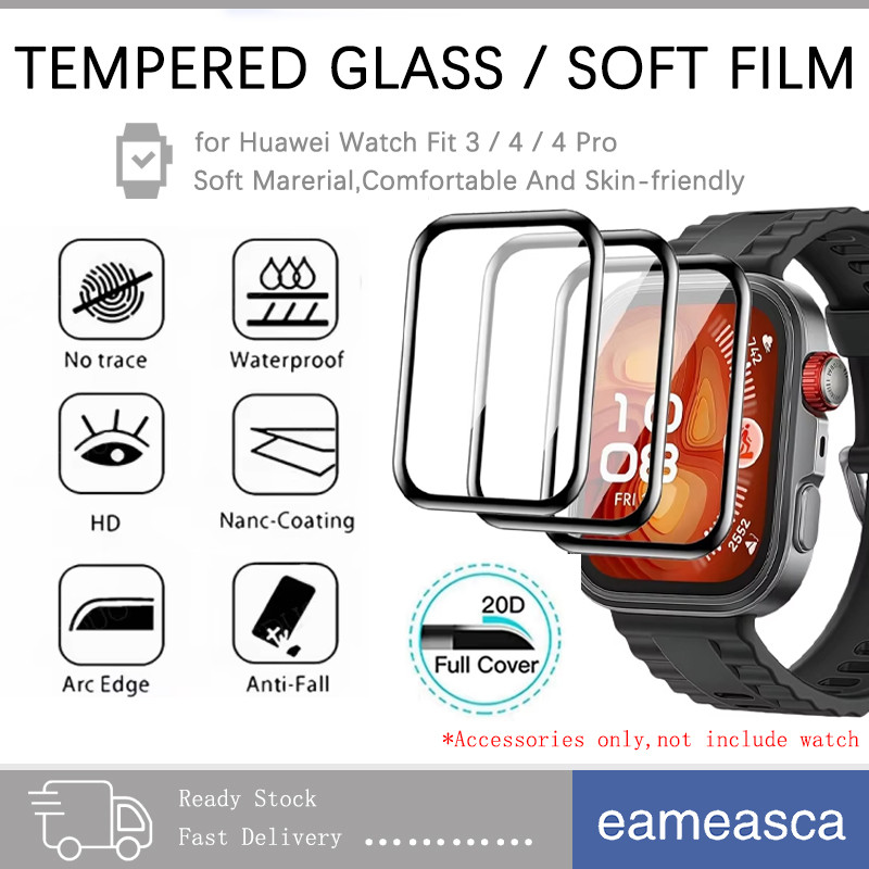 กระจกนิรภัย / ฟิล์มนุ่ม TPU for Huawei Watch Fit 4/4 Pro อุปกรณ์ฟิล์มป้องกันหน้าจอ for Smartwatch Huawei Fit 3