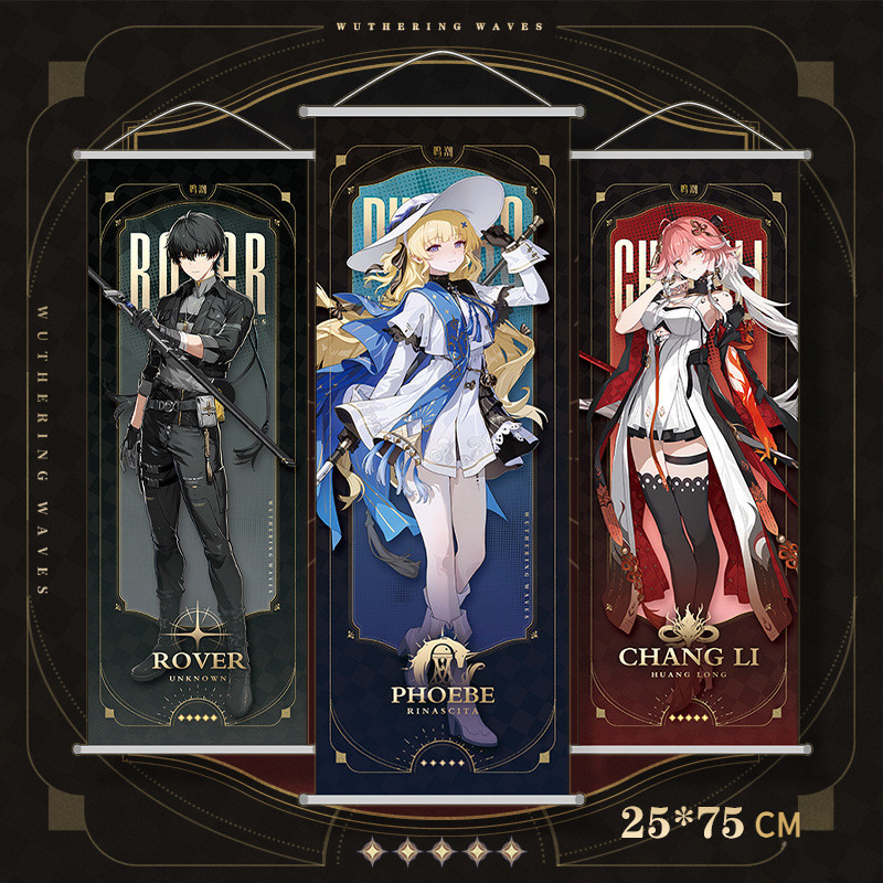 Wuthering Waves Encore Jiyan The Shorekeeper Xiangli Yao Camellya ซาตินผ้าไหม Wall Scroll - สะสมอะนิเมะ Art25 ซม.75 ซม. 3XB2