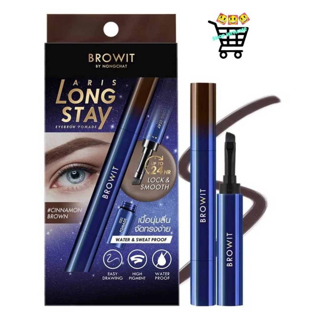 เจลเขียนคิ้ว บราวอิท น้องฉัตร อริส ลอง สเตย์ กันน้ำ สีชัด ติดทน Browit By Nongchat Aris Long Stay Eyebrow Pomade 1.6 g.