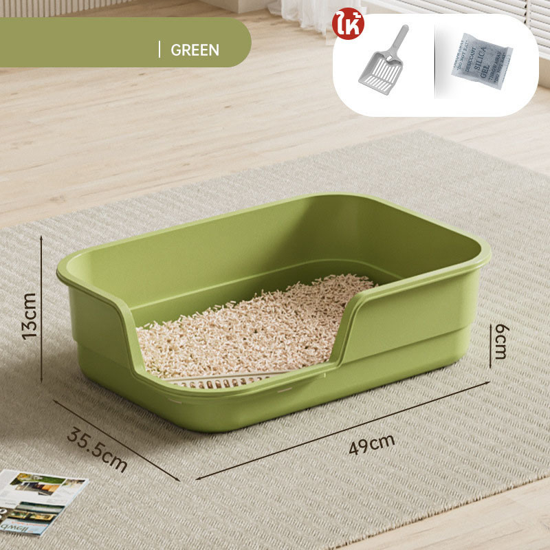 พร้อมส่ง กระบะทรายขนาดใหญ่ 49CM กล่องทรายกึ่งเปิด โถสุขภัณฑ์แมวกันน้ํากระเซ็น พื้นที่มากมาย - รูปที่ 7