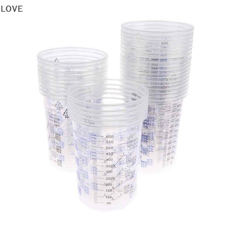[JJCW] ถ้วยผสมสีมืออาชีพ 6100ml 10/50 ชิ้นหม้อสอบเทียบพลาสติกสําหรับร้านตัวถังอัตโนมัติและปรับปรุงบ้าน