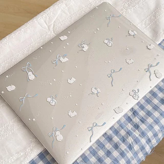 น่ารัก Rabbite & Bows Sparkling Case สําหรับ 2026 Macbook Neo A3404 Pro14 M5 A3434 Air13 M5 A3449 Air15 M5 A3448 Air13 M2 A2681 M3 A3 A3 A4 A13 M4 A13 M3