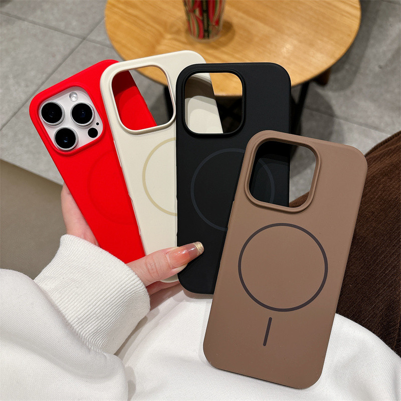 ใหม่สีหลักซิลิโคนเหลวเคสโทรศัพท์แม่เหล็กสําหรับiPhone 17 16 15 14 13 12 11 Pro Max Plusคุณภาพสูงไร้สายชาร์จปลอกAnti Drop Matteกันกระแทกปกหลัง