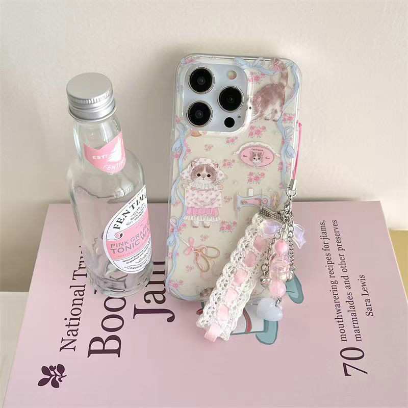 HL| เคส สำหรับ iPhone 6 6s 7 8 Plus X Xr Xs Max 11 12 13 14 15 16 Pro Max Lovely Bowknot Pendant Cha