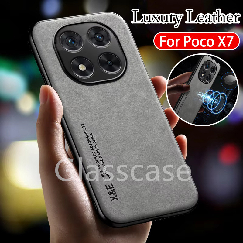 ปลอกสําหรับ Xiaomi Poco X7 X 7 PocoX7 7X 5G 2025 หรูหราหนังเคสโทรศัพท์แฟชั่นคู่ป้องกันปลอกกันกระแทกนุ่มปกหลัง