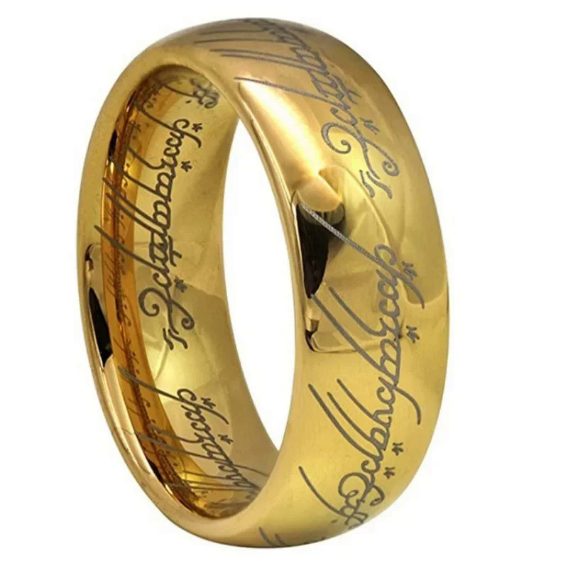 6/8mm Tungsten steel Lord of The Finger Rings Magic Ring High-end Metal Never Fade Jewelry 3D Stainless Steel Senior Ex