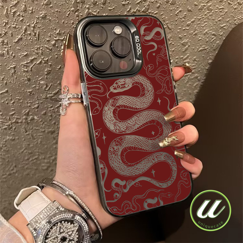 แฟชั่นเย็นรูปแบบงูรูปแบบปีใหม่ เคส IPhone 15 11 16 14 12 13 Pro Max XR 15 14 8 16 7 Plus XS Max 7Plus X SE 2020