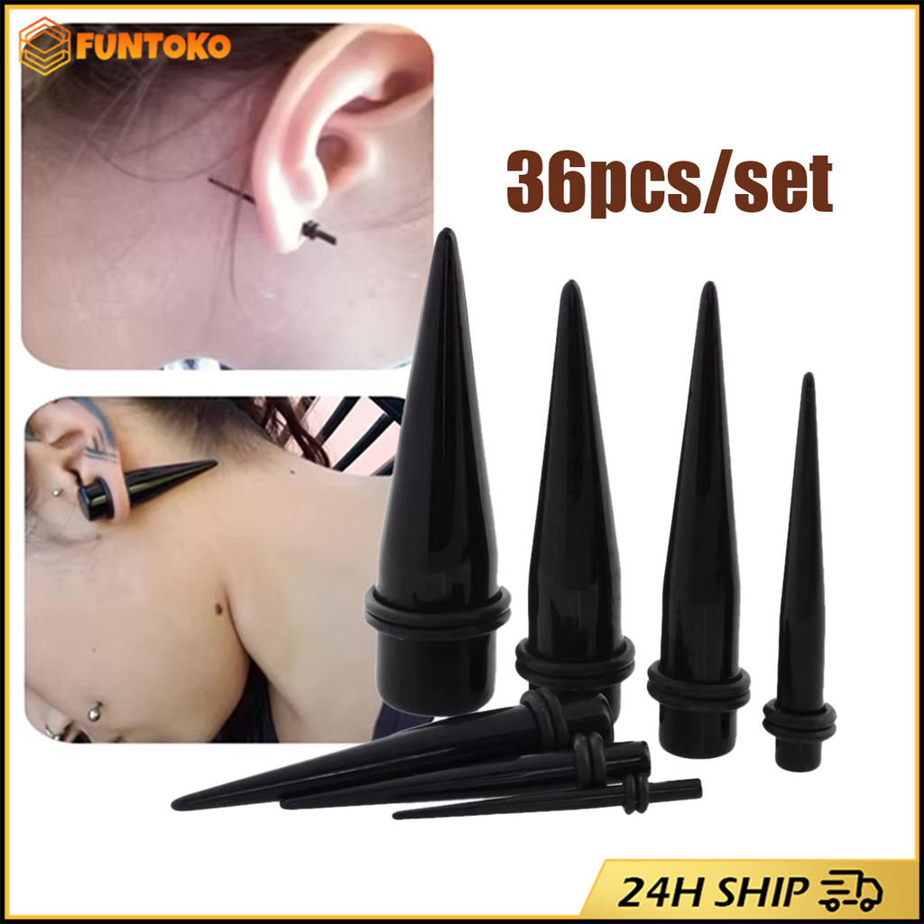 สินค้ามีคุณภาพ ชุด36ชิ้น จิวขยายหู แท่งระเบิดหู 1.6-10mm รวม9ขนาด พลาสติก แพ้ง่ายใส่ได้