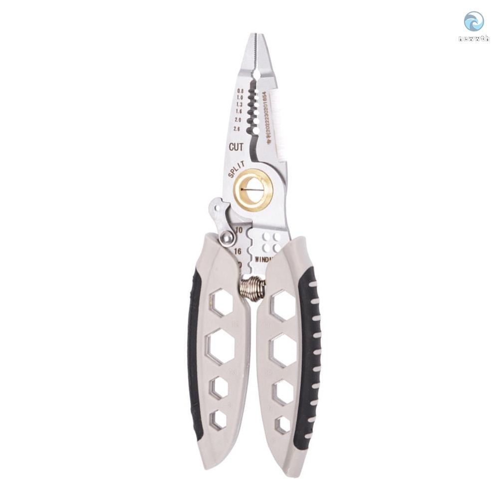 จัดส่งในพื้นที่-7 นิ้ว Multi-Function Wire Stripper Professional 22-10 AWG คีมปอกสายไฟแบบพกพาเครื่องตัดสาย Crimping คีมพร้อมฟังก์ชั่นประแจ Self-Locking ปุ่ม